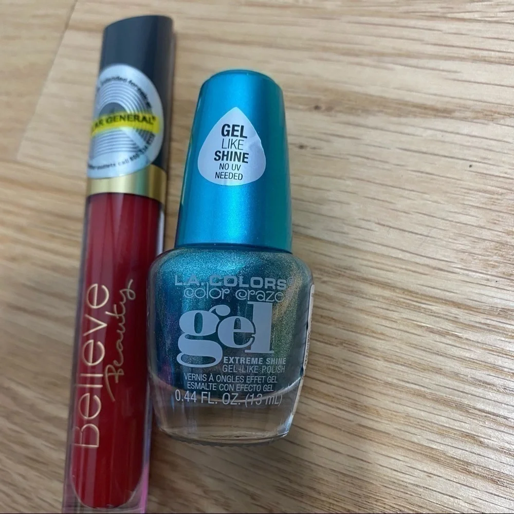 Believe Beauty Matte Liquid Lipstick & LA Colors Gel Shine Blue Nail Polish NEW